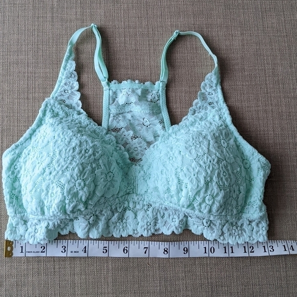 AERIE lace bralette slightly push up removable pads mint color Medium B062 - Picture 6 of 7